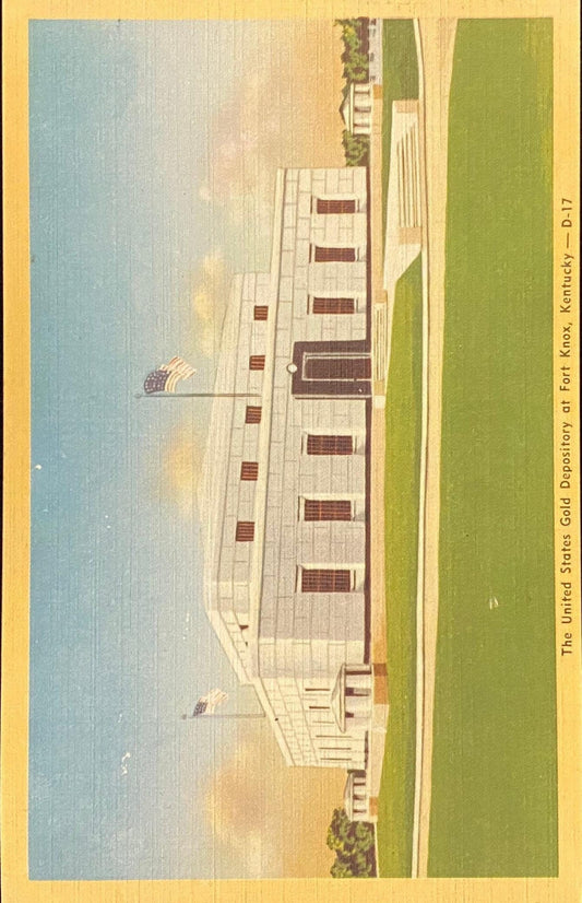 The United States Gold Depository - Fort Knox, Kentucky - 1940s Linen Postcard