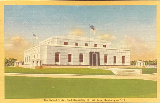 The United States Gold Depository - Fort Knox, Kentucky - 1940s Linen Postcard