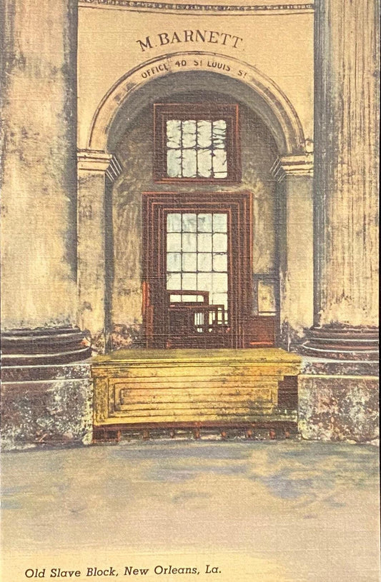 Old Slave Block - New Orleans, Louisiana - 1938 Linen Postcard
