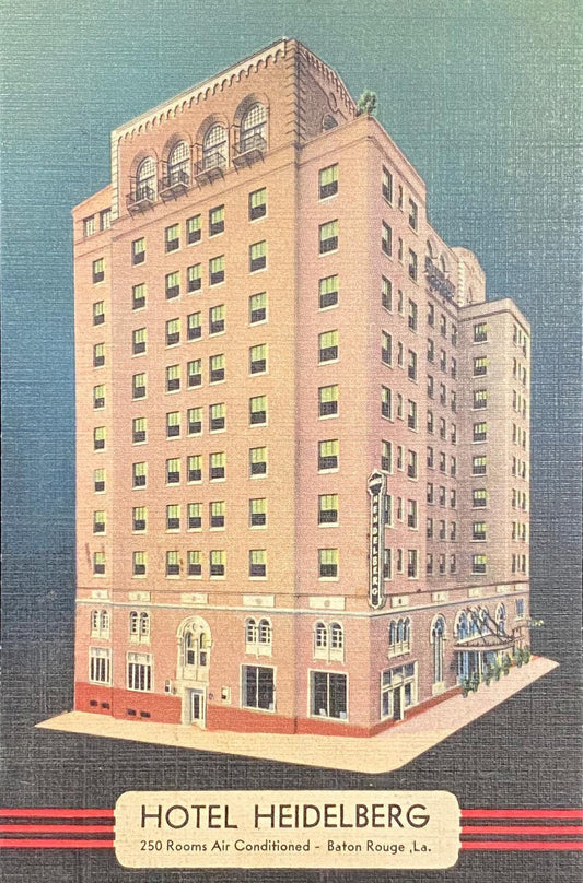 Hotel Heidelberg - Baton Rouge, Louisiana - 1930s Linen Postcard