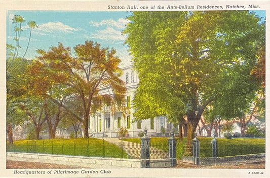 Stanton Hall - Ante-Bellum Residences - Natchez, Mississippi - 1940s Linen Postcard