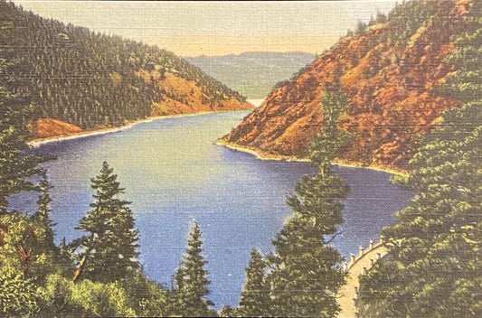 Eagle Nest Lake and Dam - New Mexico - 1939 Linen Postcard