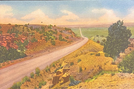 Scenic Highway U.S. 66 - Tucumcari - Santa Rosa, New Mexico - 1944 Linen Postcard