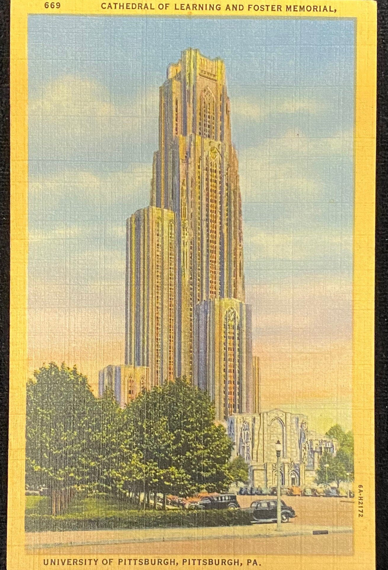Cathedral of Learning - Foster Memorial - University of Pittsburgh, Pennsylvania - 1936 Linen Postcard