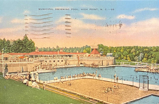 Municipal Swimming Pool - High Point, North Carolina - 1930s Linen Postcard