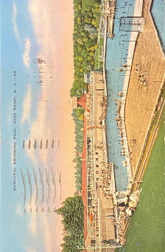 Municipal Swimming Pool - High Point, North Carolina - 1930s Linen Postcard