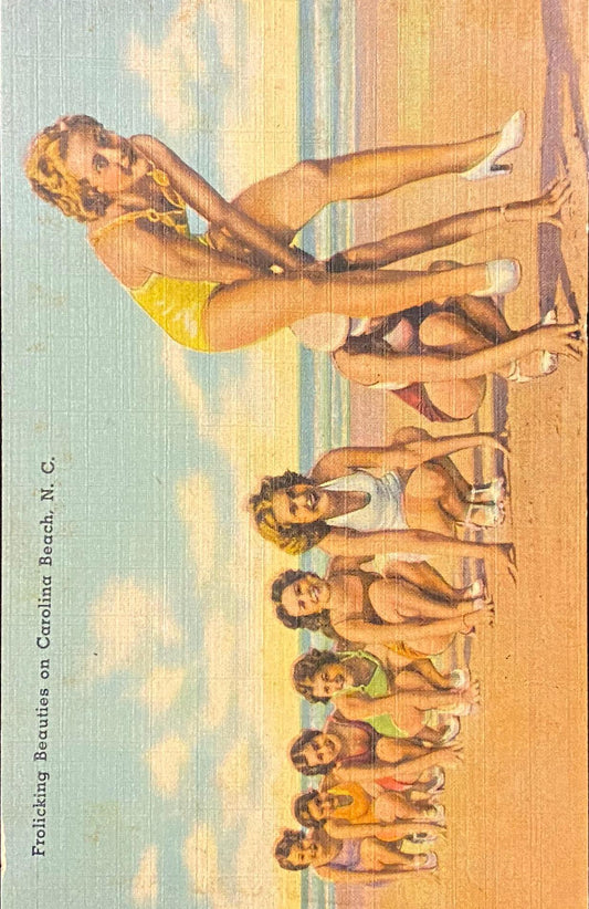 Frolicking Beauties - Carolina Beach, North Carolina - 1930s Linen Postcard