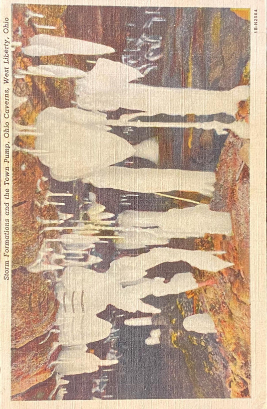 Storm Formations - Town Pump - Ohio Caverns - West Liberty, Ohio - 1940s Linen Postcard