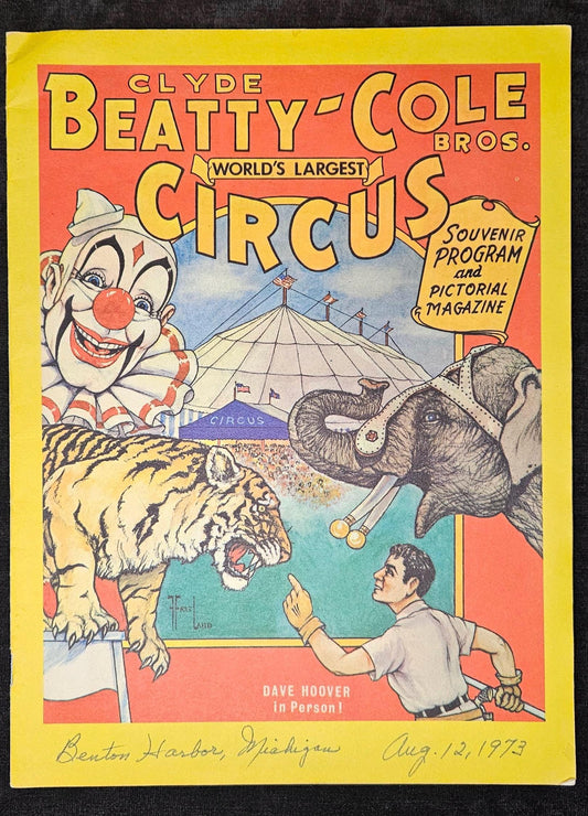 Clyde Beatty-Cole Bros Circus - 1973 Souvenir Program and Pictorial Circus History - Benton Harbor, Michigan -Circus Ephemera with Pictures