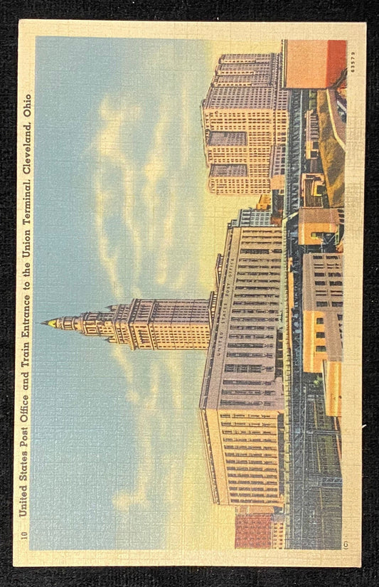 United States Post Office - Train Entrance to the Union Terminal - Cleveland, Ohio - 1930s Postcard
