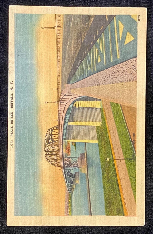 Peace Bridge - Buffalo, New York - 1940s Linen Postcard