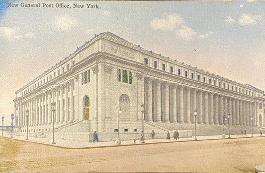 New General Post Office - New York - 1940s Linen Postcard