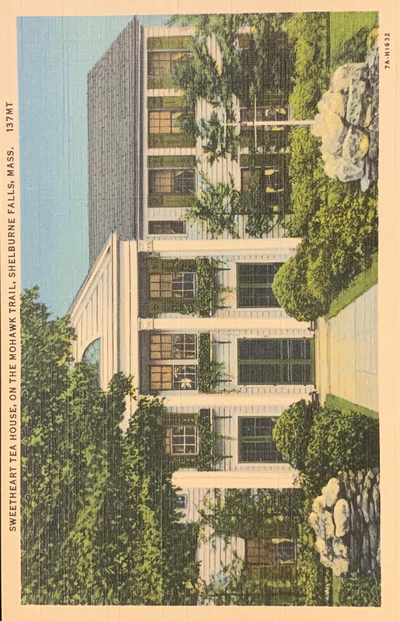 Sweetheart Tea House - Mohawk Trail - Shelburne Falls, Massachusetts - 1940s Linen Postcard