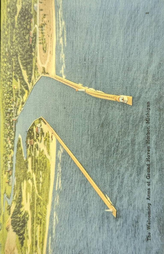 The Welcoming Arms - Grand Haven Harbor, Michigan - Vintage Postcard
