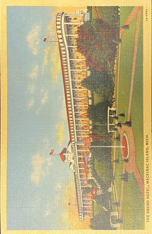 The Grand Hotel - Mackinac Island, Michigan - 1935 Linen Postcard