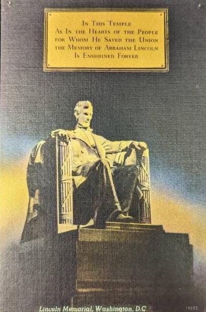 Lincoln Memorial - Washington, D.C., Maryland - 1940s Linen Postcard