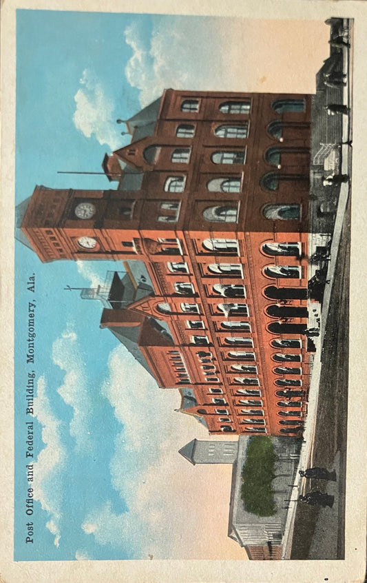 Post Office and Federal Building - Montgomery, Alabama - Vintage Postcard