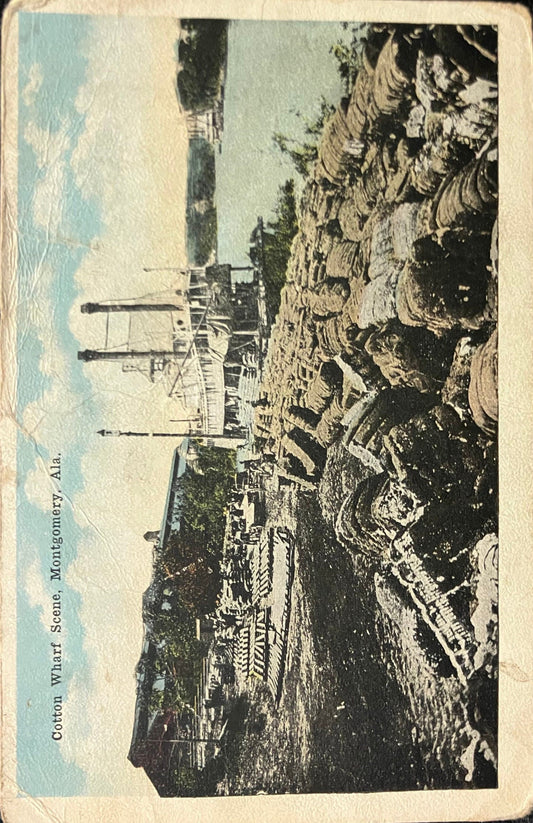 Cotton Wharf Scene - Montgomery, Alabama - Vintage Postcard