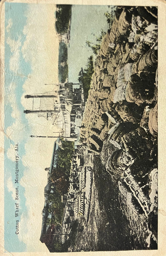 Cotton Wharf Scene - Montgomery, Alabama - Vintage Postcard