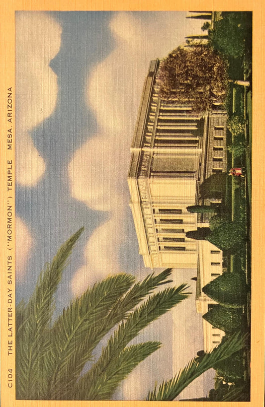 The Latter-Day Saints (“Mormon”) Temple - Mesa, Arizona - 1940s Linen Postcard