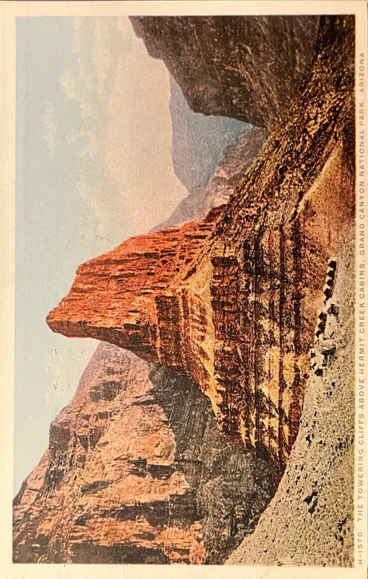 The Tower Cliffs - Hermit Creek Cabins - Grand Canyon National Park - Arizona - Vintage Postcard