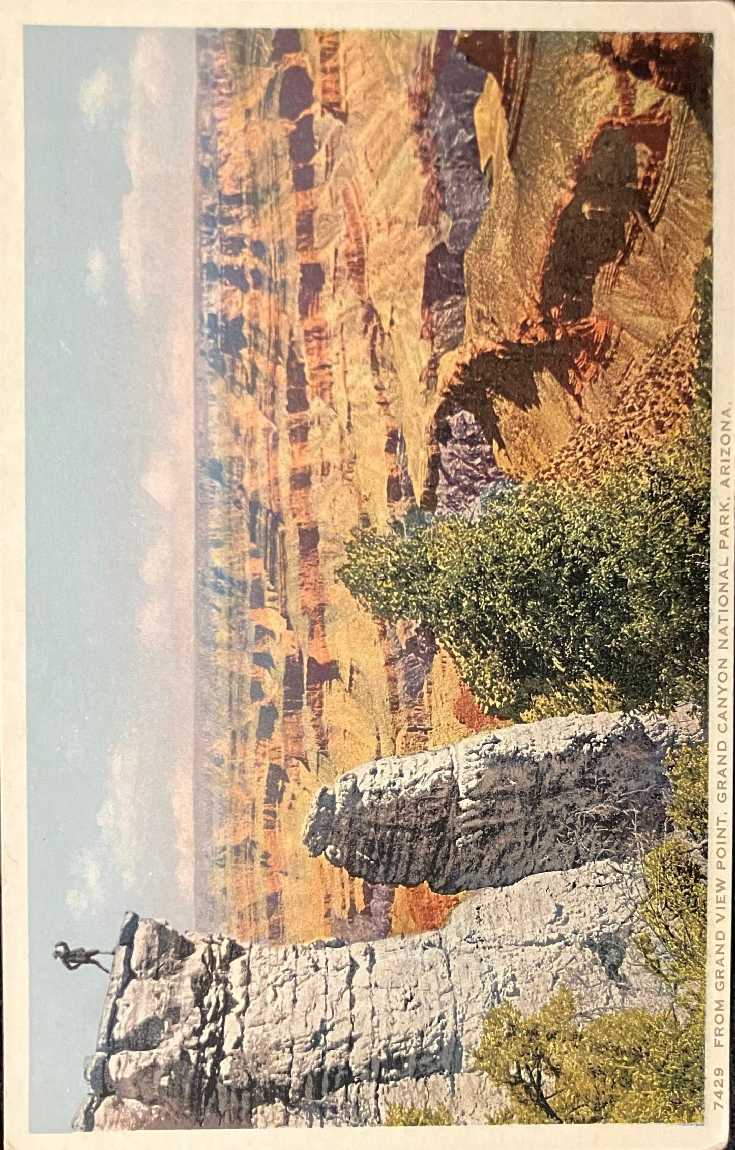 From Grand View Point - Grand Canyon National Park - Arizona - Vintage Postcard