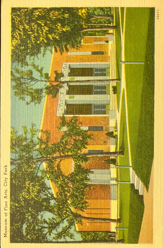 Museum of Fine Arts - City Park - Little Rock, Arkansas - 1940s Linen Postcard