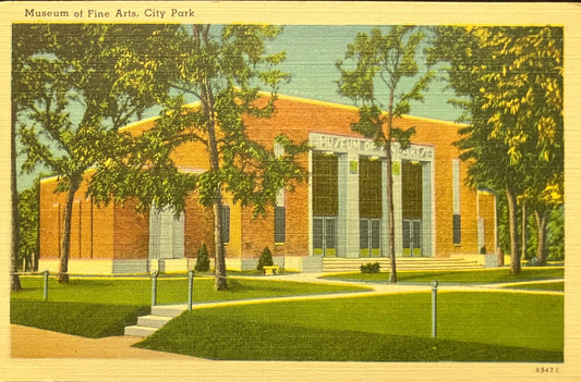 Museum of Fine Arts - City Park - Little Rock, Arkansas - 1940s Linen Postcard