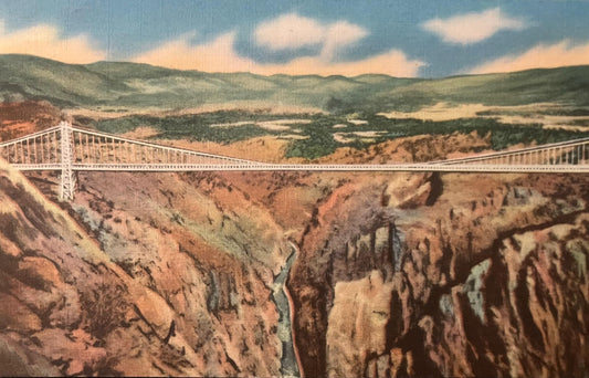 Panorama of the Royal Gorge - South Rim Observation Pavilion - Colorado - 1960s Linen Postcard
