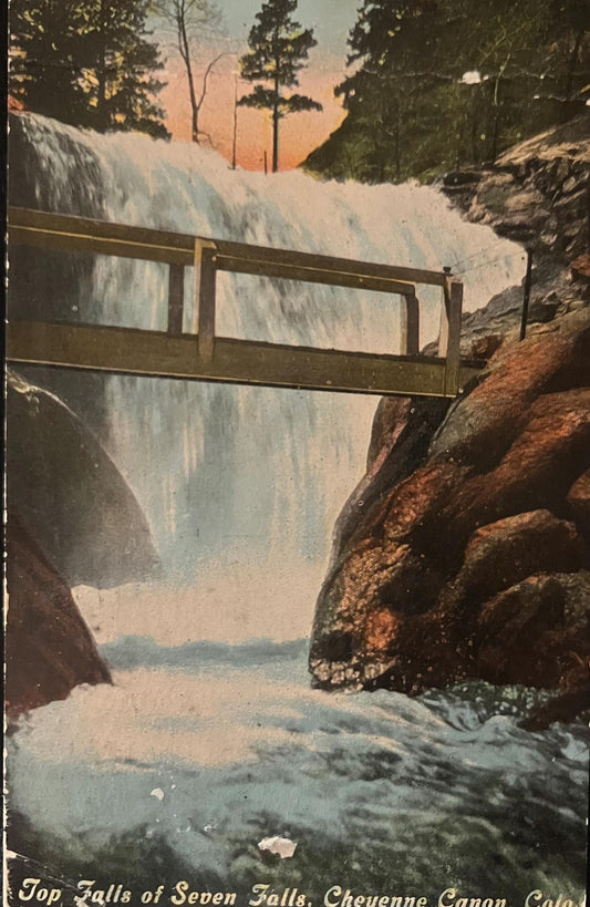 Top Falls of Seven Falls - Cheyenne Canon, Colo. - Vintage Postcards