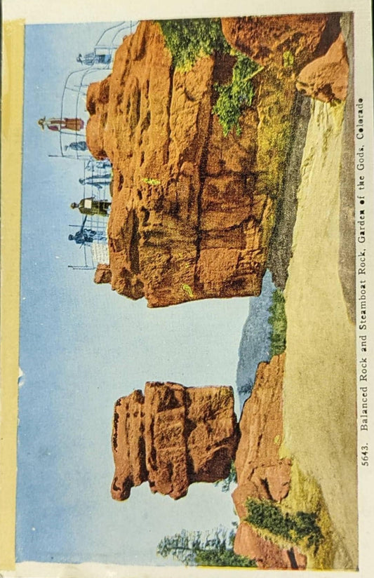 Balanced Rock - Steamboat Rock - Garden of the Gods - Colorado - Vintage Postcard