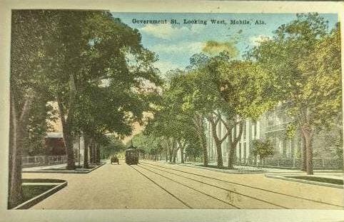Government St. - Mobile, Alabama - Vintage 1910s Postcard