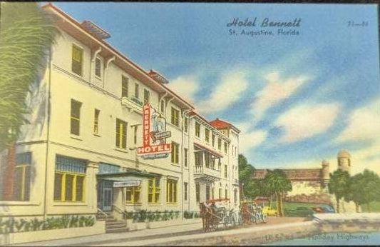 Hotel Bennett, St. Augustine, Florida - Linen Postcard 1940s