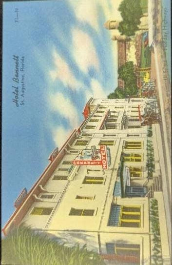 Hotel Bennett, St. Augustine, Florida - Linen Postcard 1940s