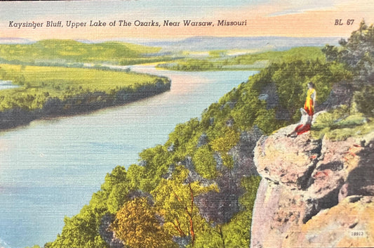 Kaysinger Bluff, Upper Lake of the Ozarks, Near Warsaw, Missouri - Linen Postcard