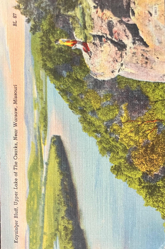 Kaysinger Bluff, Upper Lake of the Ozarks, Near Warsaw, Missouri - Linen Postcard