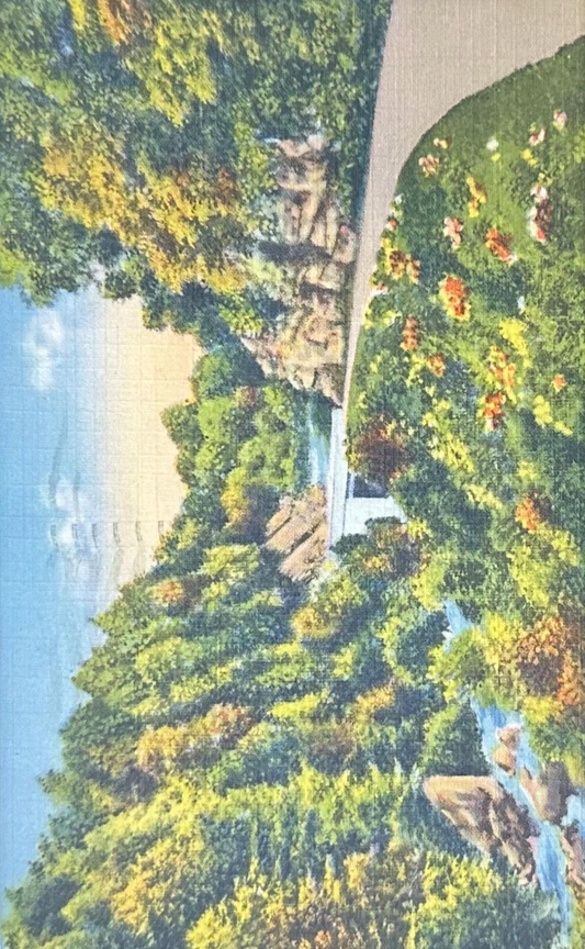 750 Pacolet River and Highway between Saluda and Tryon, North Carolina - Linen Postcard