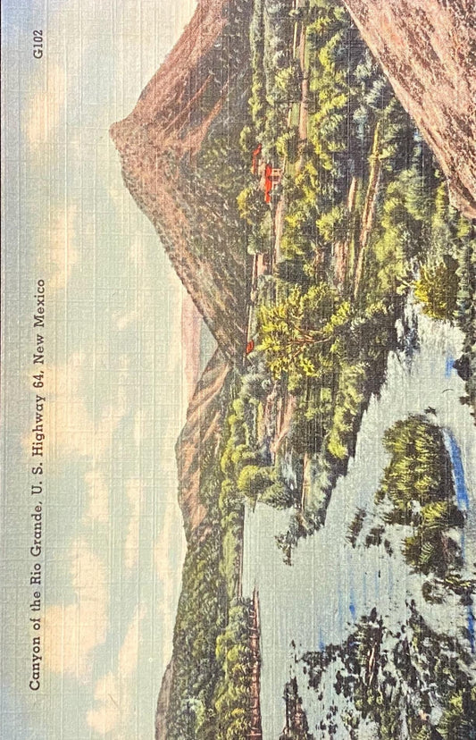 Canyon of the Rio Grande, U.S. Highway 64, New Mexico - 1940s Linen Postcard