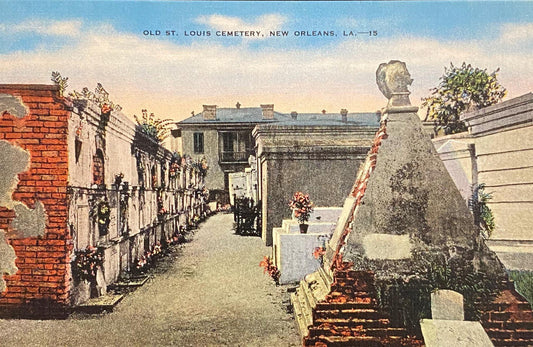 Old St. Louis Cemetery - New Orleans, Louisiana -  1940s Linen Postcard