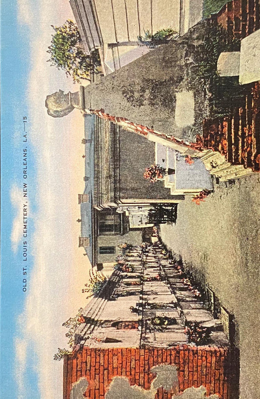 Old St. Louis Cemetery - New Orleans, Louisiana -  1940s Linen Postcard