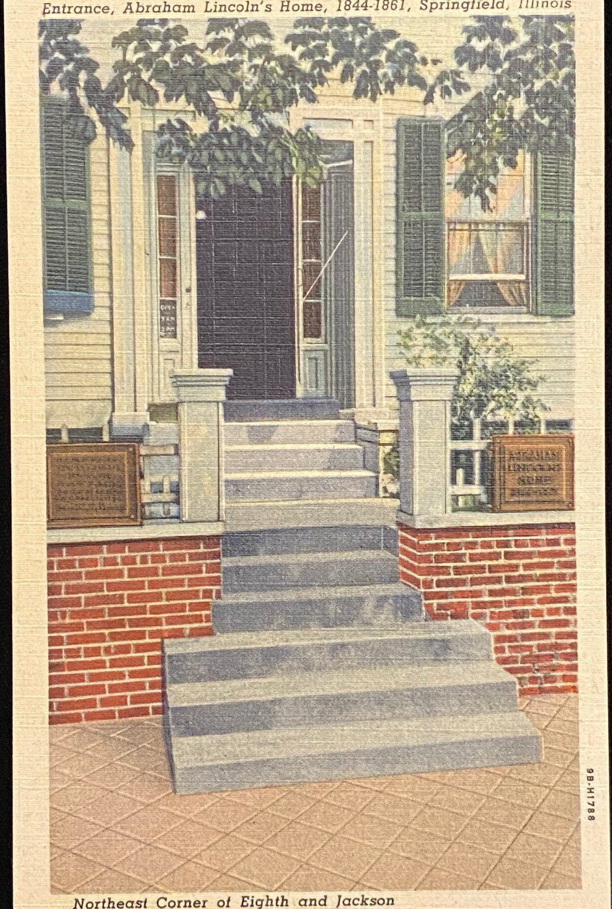Entrance, Abraham Lincoln's Home - 1844-1861 - Springfield, Illinois - 1949 Linen Postcard