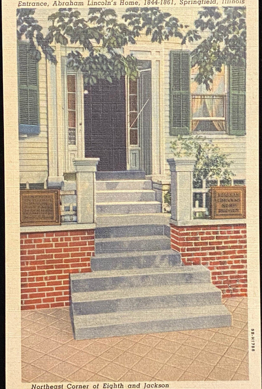 Entrance, Abraham Lincoln's Home - 1844-1861 - Springfield, Illinois - 1949 Linen Postcard
