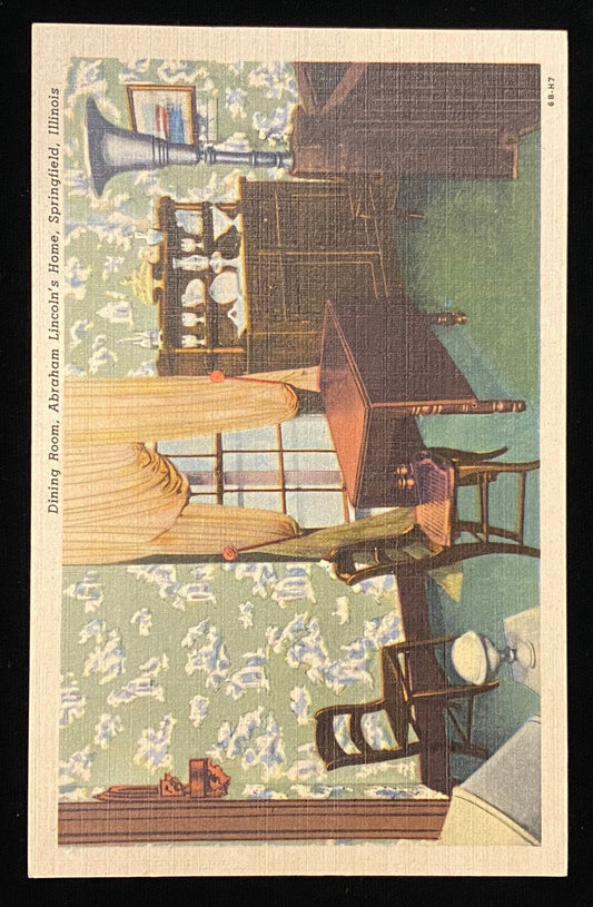 Dining Room, Abraham Lincoln's Home, Springfield, Illinois - 1946 Linen Postcard