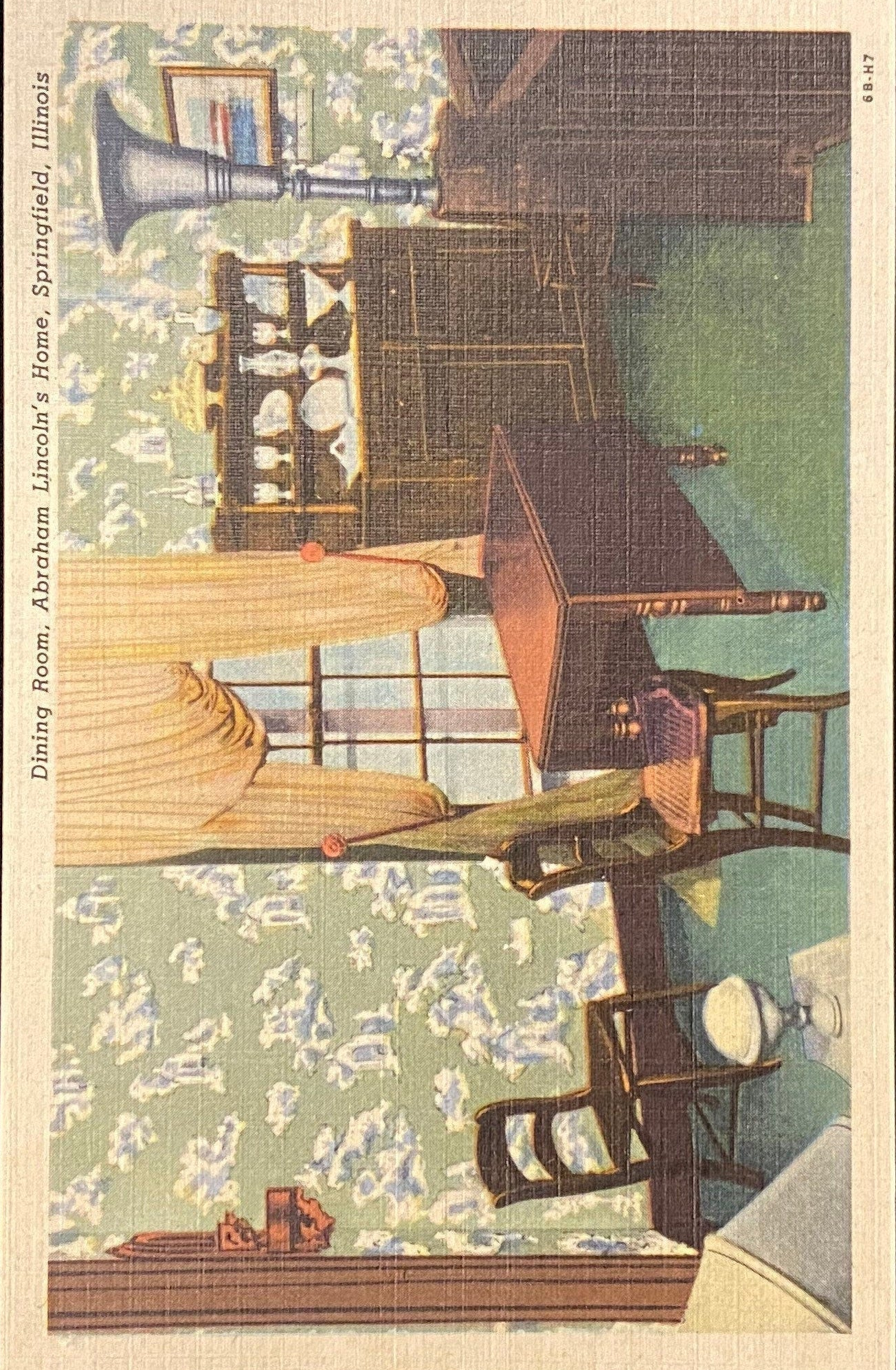 Dining Room, Abraham Lincoln's Home, Springfield, Illinois - 1946 Linen Postcard