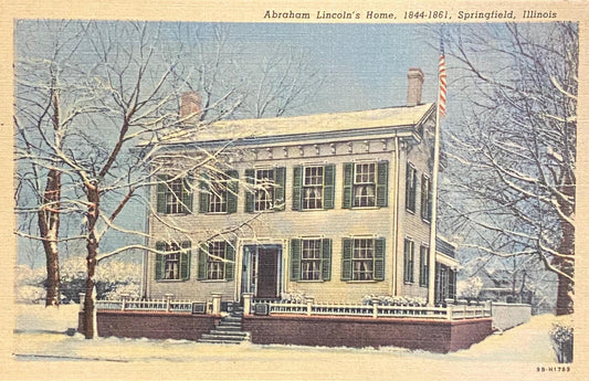 Abraham Lincoln's Home - 1844-1861 - Springfield, Illinois - 1949 Linen Postcard