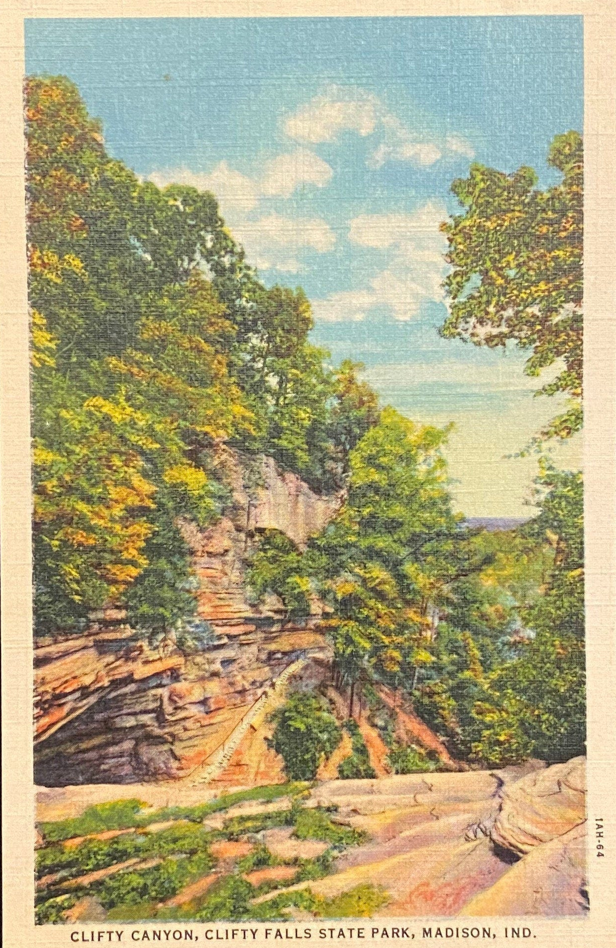 Clifty Canyon - Clifty Falls State Park - Madison, Indiana - 1931 Linen Postcard