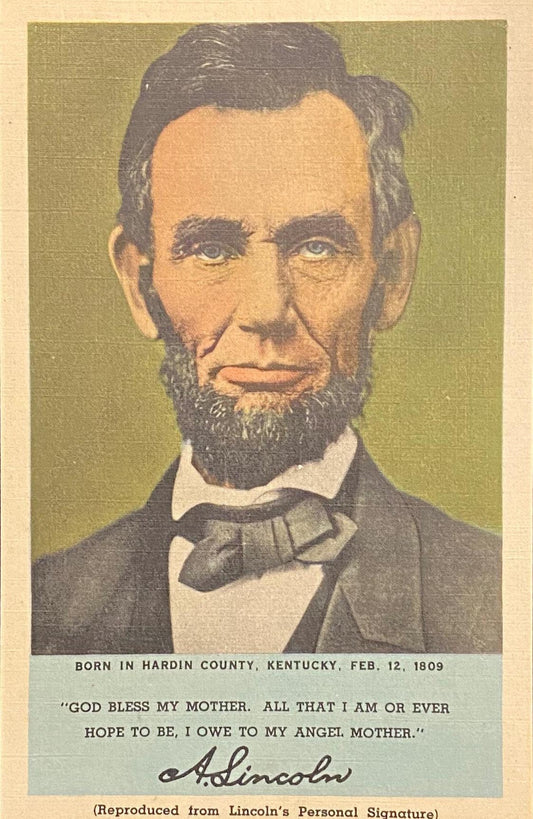 Abraham Lincoln - 1950s Linen Postcard