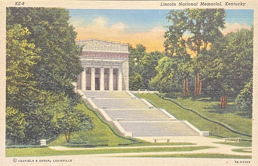Lincoln National Memorial - Kentucky - 1937 Linen Postcard