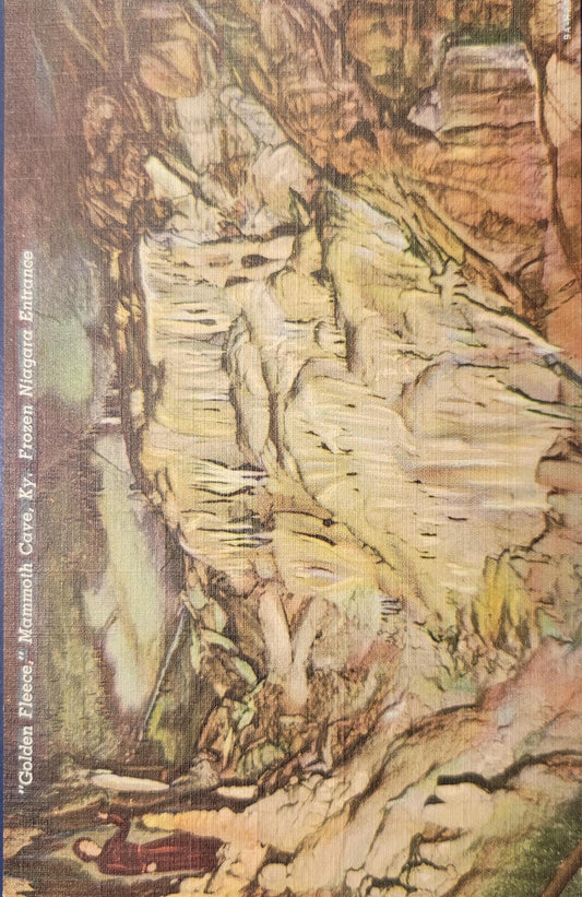 Golden Fleece, Mammoth Cave - Kentucky - Frozen Niagara Entrance - 1930s/40s Linen Postcard
