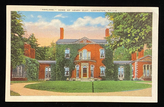 Ashland - Home of Henry Clay - Lexington, Kentucky - 1940s Linen Postcard